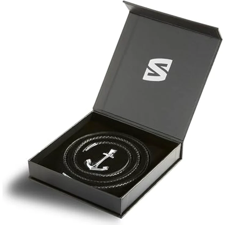 SERASAR Lederkette Herren mit Anker Anhänger, 60cm Echtleder Silber, Geschenkbox für Männer – Bild 2