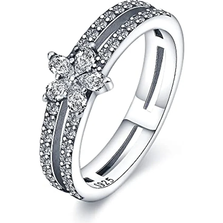 KUNSIR 925 Sterling Silber Damenring Liebesknoten, Retro-Vintage Design mit Zirkonia, Größe R1 – Bild 1