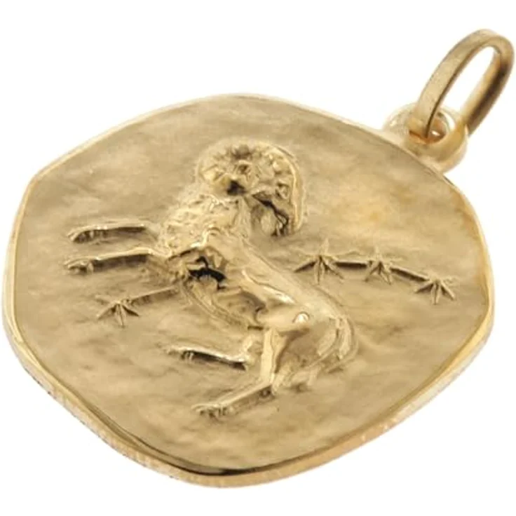 trendor Widder Sternzeichen-Halskette Ø 20 mm, goldplattierter Silberanhänger auf vergoldeter Silberkette, 50 cm, zeitloser Halsschmuck für Herren, Geschenkidee – Bild 2