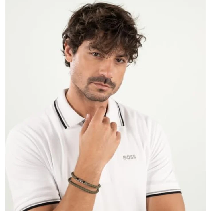 BOSS Herren-Armband, Nylonkordel mit Magnetverschluss, Edelstahl, Schwarz, 190 mm Innenumfang – Bild 5
