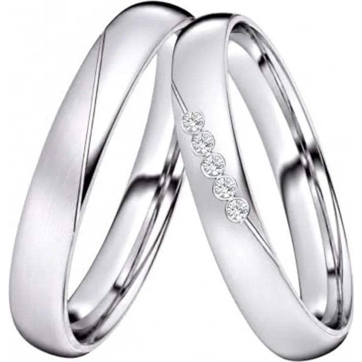 DOOSTI Trauring Ehering Partnerring LIEBE, Edelstahl, Made in Germany, wahlweise mit oder ohne Zirkonia