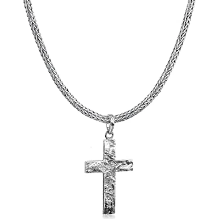 Kuzzoi Herren Silber-Halskette ZOI-018, 925er Sterling Silber oxidiert mit Kreuz-Anhänger, Länge 50cm, Königskette – Bild 1