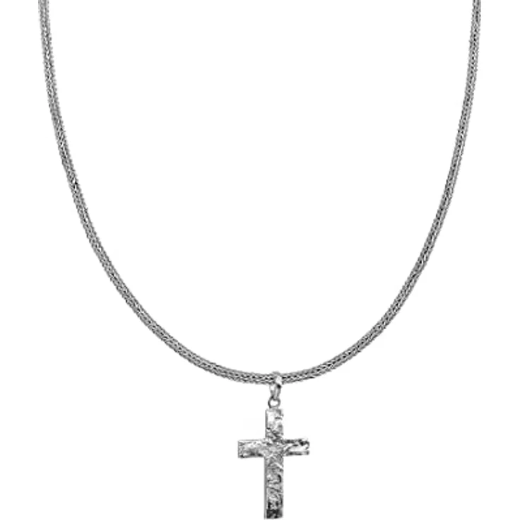 Kuzzoi Herren Silber-Halskette ZOI-018, 925er Sterling Silber oxidiert mit Kreuz-Anhänger, Länge 50cm, Königskette – Bild 2