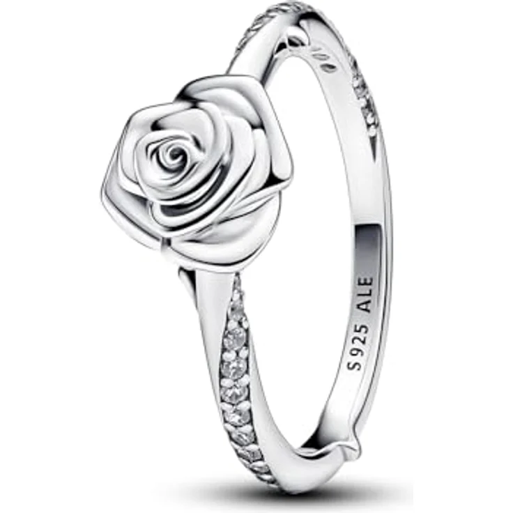 PANDORA Moments Blühende Rose Ring, Sterling Silber mit Zirkonia Steinen, Größe: 54, 193215C01-54 – Bild 2