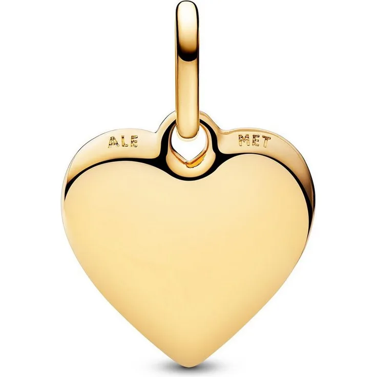 Pandora Charm-Einhänger 763824C00, goldfarbener Charm-Anhänger Herz mit strukturierter Oberfläche, Gesamtlänge 20 mm
