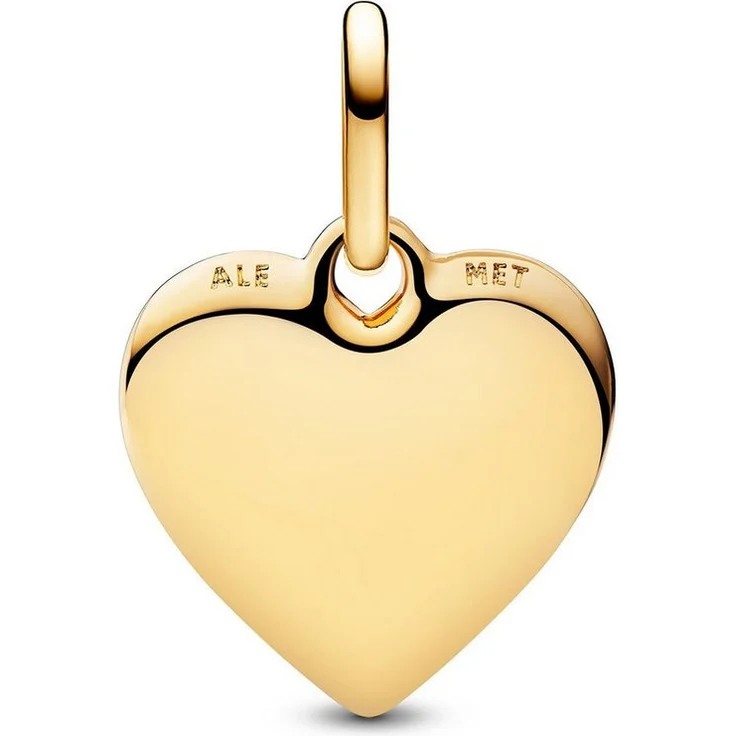 Pandora Charm-Einhänger 763824C00, goldfarbener Charm-Anhänger Herz mit strukturierter Oberfläche, Gesamtlänge 20 mm