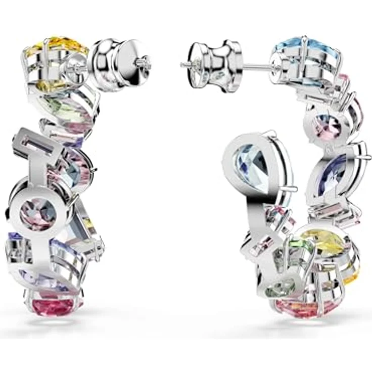 Swarovski Creolen Gema 5692412, Metall-Creolen mit mehrfarbigem Kristall-Besatz – Bild 4