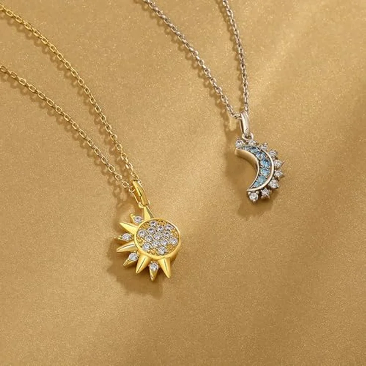 FDEETY Partnerketten Edelstahl Halskette Set, personalisierte Sonne und Mond Anhänger, verstellbare Länge, Geschenkbox inkl. – Bild 4
