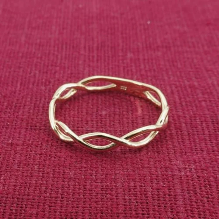 trendor Damenring Gold 333/8K, modischer Flechtring für Frauen mit elegantem Design, Ringgröße 58/18,5 – Bild 3