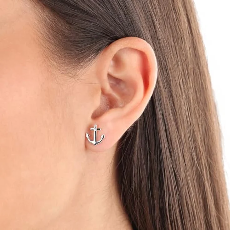 s.Oliver Anker-Ohrringe für Damen, Zirkonia / 925 Sterling Silber, Rhodiniert, 11x10 mm – Bild 2