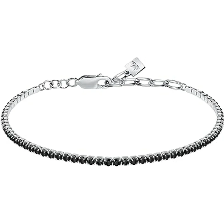 Morellato Herrenarmband SATT14, 925‰ Silber mit schwarzen Zirkonen, Tennis-Kollektion, 18+3,5 cm – Bild 1