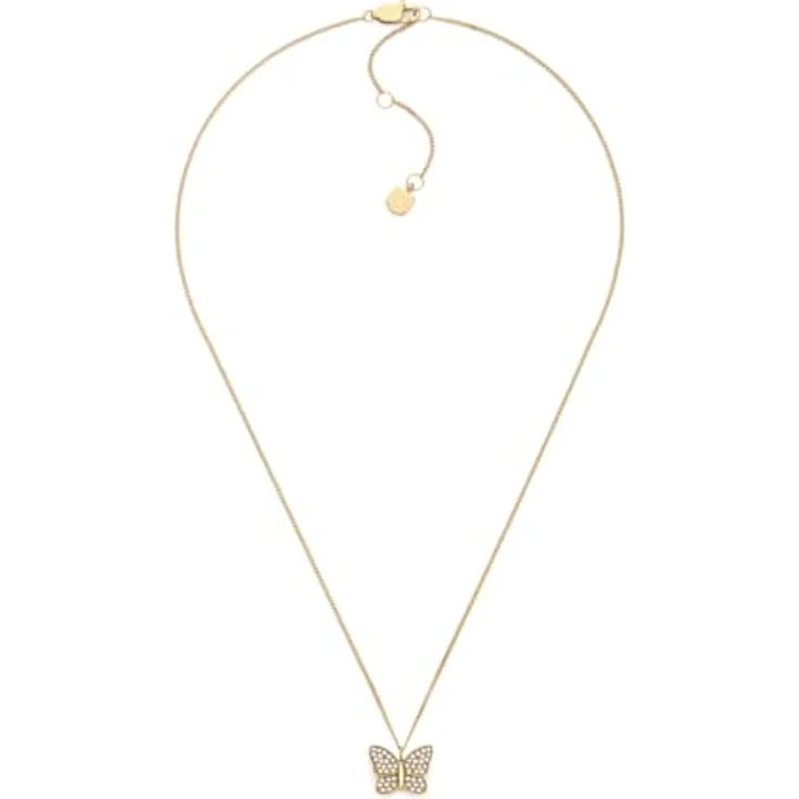FOSSIL Damen Edelstahl Halskette mit Karabinerverschluss und Schmetterlings-Anhänger, gold, 40,64 cm – Bild 1