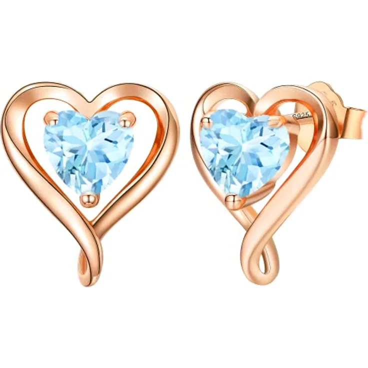 LAVUMO Herz Ohrstecker aus 925 Sterling Silber mit 5A Zirkonia, hypoallergen, in Weißgold, Gold und Roségold erhältlich, Geschenke für Frauen