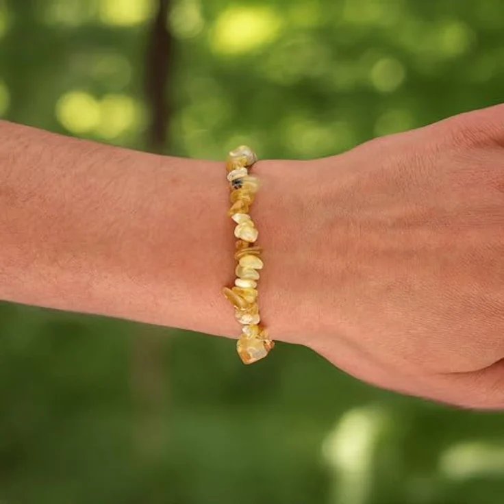 Lebensquelle Plus Opal Gelb Splitterarmband, Echte Edelsteine, Dehnbar & Hoher Tragekomfort, für Damen und Herren – Bild 2