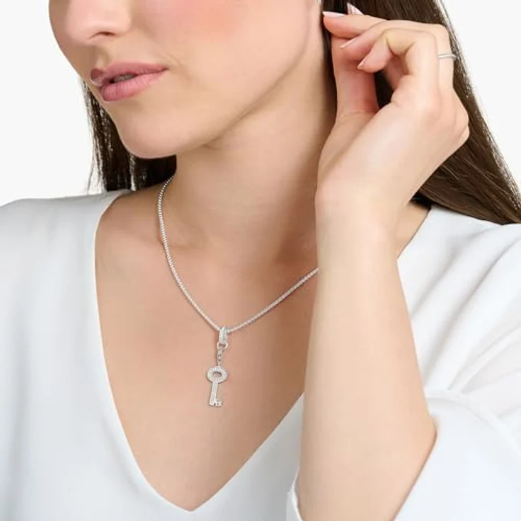 THOMAS SABO Charm Club-Anhänger Schlüssel, 925er Sterlingsilber mit weißen Zirkonia, für Armbänder und Ketten – Bild 3