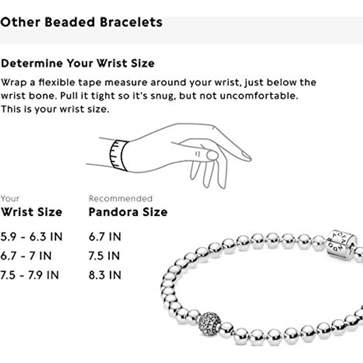 Pandora Kugelarmband, Damen-Tennisarmband aus 925er Silber mit zirkoniabesetzter Kugel und Clipverschluss – Bild 7