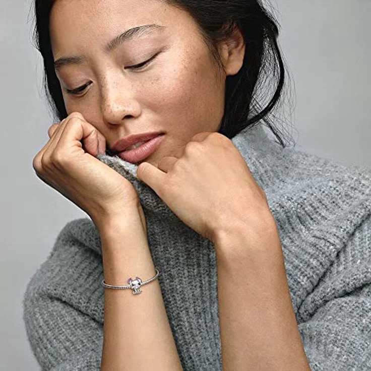 PANDORA DISNEY Charm "Lilo und Stitch", handverarbeitetes Sterling-Silber mit violetter und schwarzer Emaille, von Disney inspiriert – Bild 2