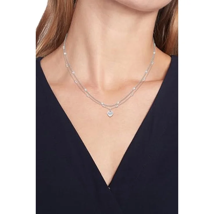 Tommy Hilfiger Jewelry Halskette mit Herzanhänger für Damen, Edelstahl, 41–46 cm verstellbar, doppelte Ketten im Layering-Design, polierte Oberfläche – Bild 2
