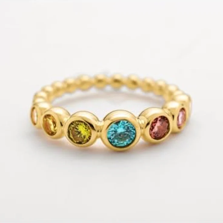 JETTE Damenring 925er Silber, recycelter Zirkonia 55, Gelbgold 32029974 – Bild 2