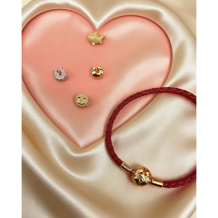 Anduonie Charms Silber 925 Charm Gold Stopper Beads, Roter Charm Anhänger für europäische Armbänder und Halsketten, 4.5mm-5.0mm Lochgröße – Bild 3