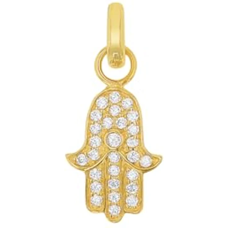Amor Charm Hamsa Hand, 925 Sterling Silber Anhänger mit Zirkonia, 2,4 cm, Weiß, in Geschenk Box – Bild 1