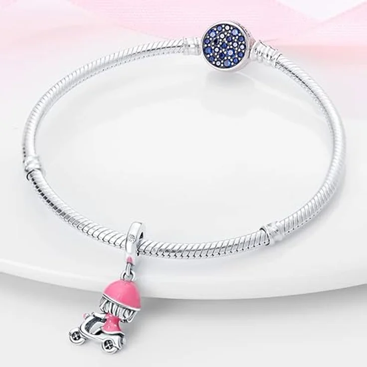 TINSLO Charm Anhänger Damen, 925 Sterling Silber mit Zirkonia, kompatibel mit Pandora Armbändern und Halsketten, Geschenkidee für Frauen und Mädchen – Bild 3
