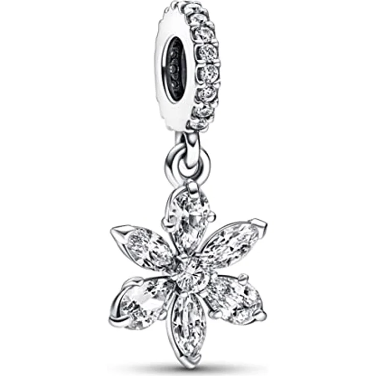 PANDORA Timeless Funkelnder Herbarium Cluster Charm-Anhänger, Sterling-Silber mit bunten Steinen, kompatibel mit Moments Armbändern, 782383C01 – Bild 1