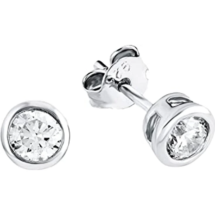 s.Oliver Ohrringe für Damen, Sterling Silber 925, Rhodiniert, Zirkonia mit sicherem Steckverschluss, 6x6 mm, Geschenkbox inklusive – Bild 1