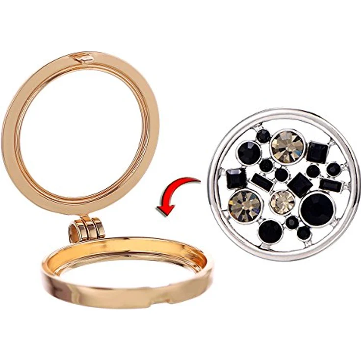 Morella Damen Halskette 70 cm Edelstahl mit Zirkonia Coin Anhänger 33 mm, Gold – Bild 2