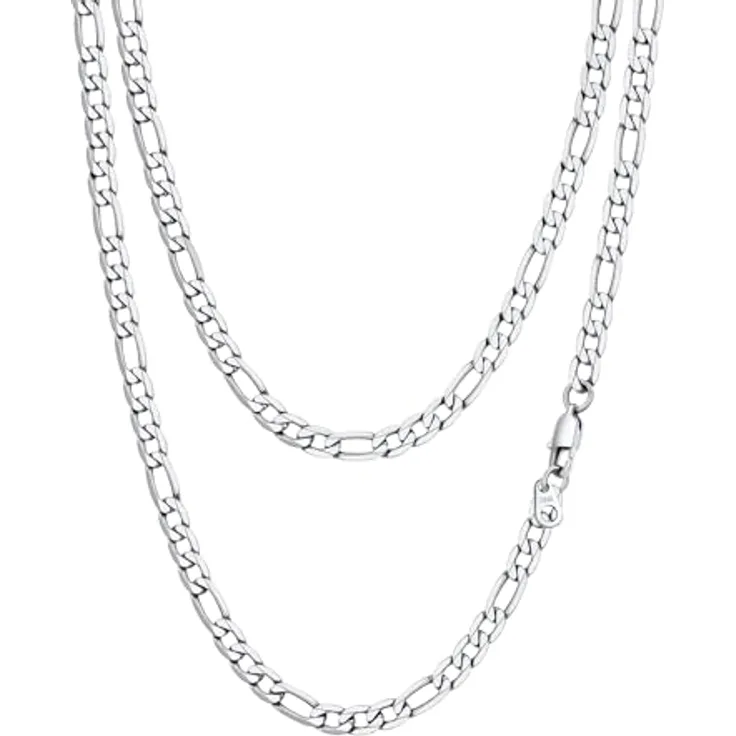 PROSTEEL Herren Figaro Halskette, Edelstahl, 6mm breit, 55cm lang, Silber, urbaner Schmuck für Männer