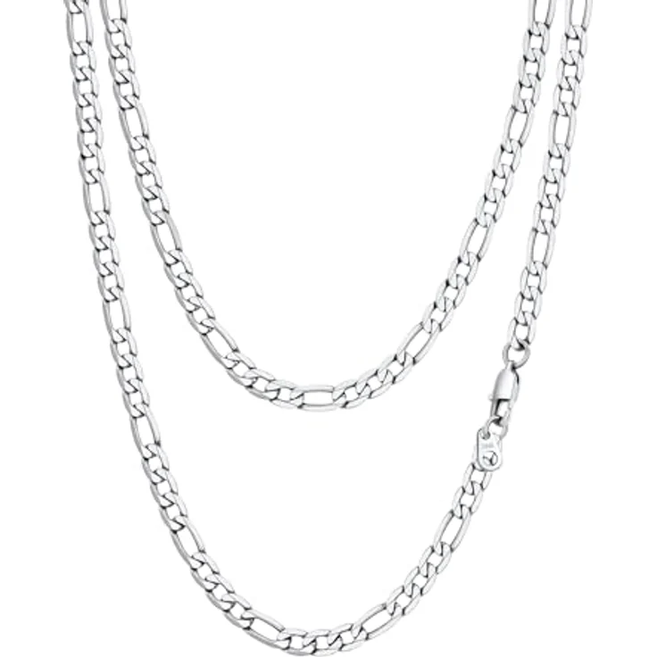 PROSTEEL Herren Figaro Halskette, Edelstahl, 6mm breit, 55cm lang, Silber, urbaner Schmuck für Männer – Bild 1
