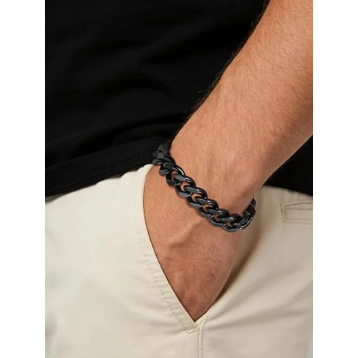 FindChic Herren-Armband, kubanische Armkette 12mm breit, 19cm Silber mit Geschenkbox, robust und elegant – Bild 4