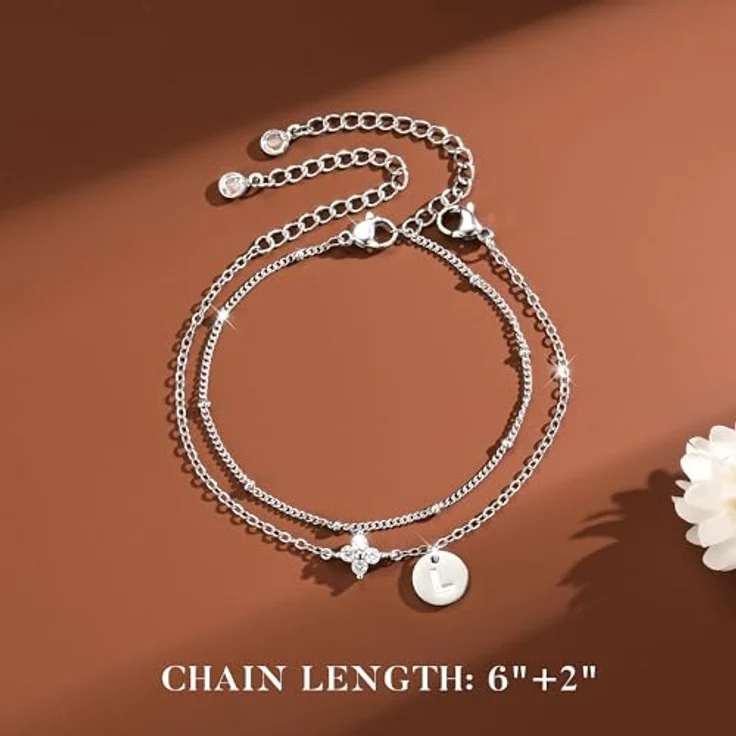 TINGN Armband mit Buchstaben R, Silberfarbenes Glücksarmband mit vierblättrigem Kleeblatt und Cubic Zirkonia, 14 Karat Vergoldet, personalisierte Geschenke für Damen und Mädchen – Bild 5