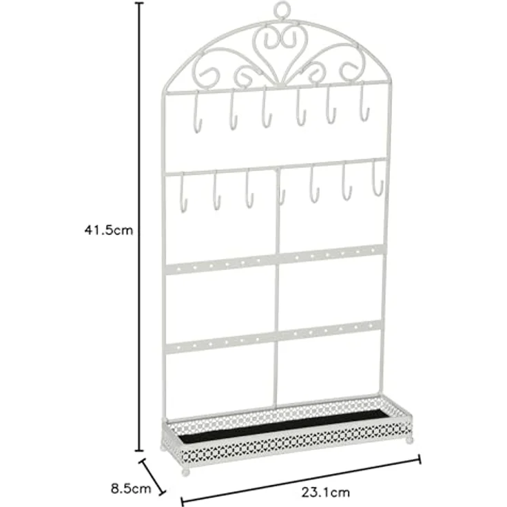 ATMOSPHERA Schmuckhalter, Schmuckständer mit 12 Haken und 24 Ohrringlöchern, stabil, 42 cm hoch, schwarz – Bild 3
