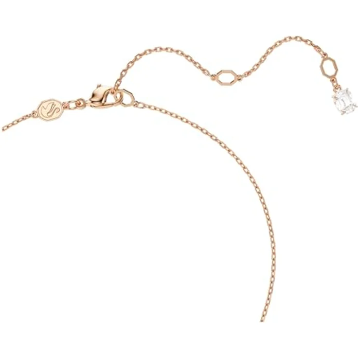 Swarovski Hyperbola Halskette, Weiße, Rosé Vergoldete Damenhalskette mit Anhänger und Swarovski Zirconia in Rund- und Square-Schliffen – Bild 3