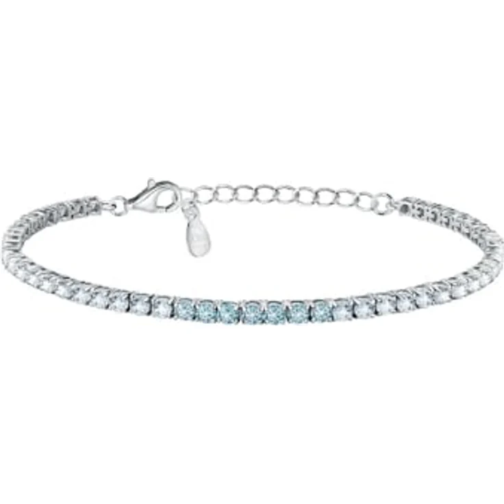 CHRIST Tennisarmband 89086396 aus 925er Silber mit Zirkonia in 50 Nuancen von Blau, verstellbarer Karabinerverschluss – Bild 1