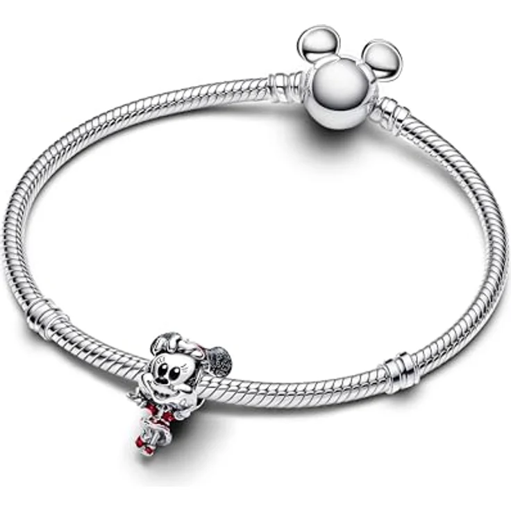 PANDORA Moments Disney Minnie Maus Weihnachten Charm, Sterling-Silber mit Emaille-Details, Kompatibel mit Moments, 794218C01 – Bild 3