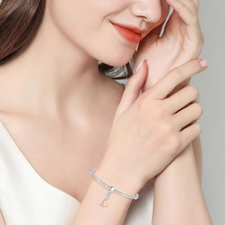 XWN Buchstabe Charm Anhänger Damen, Alphabet A-Z, 925 Sterling Silber mit kubischem Zirkon, kompatibel mit Pandora Armbändern und Halsketten – Bild 3