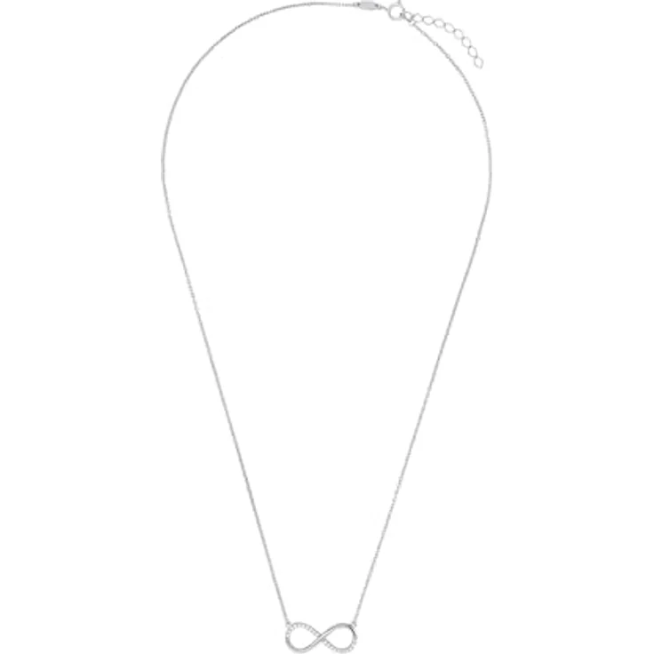 Amor Kette mit Anhänger Weißgold 375/9ct, Damen Halsschmuck mit Zirkonia, 42+3 cm, Infinity, in Schmuck Geschenk Box, 2014440 – Bild 2