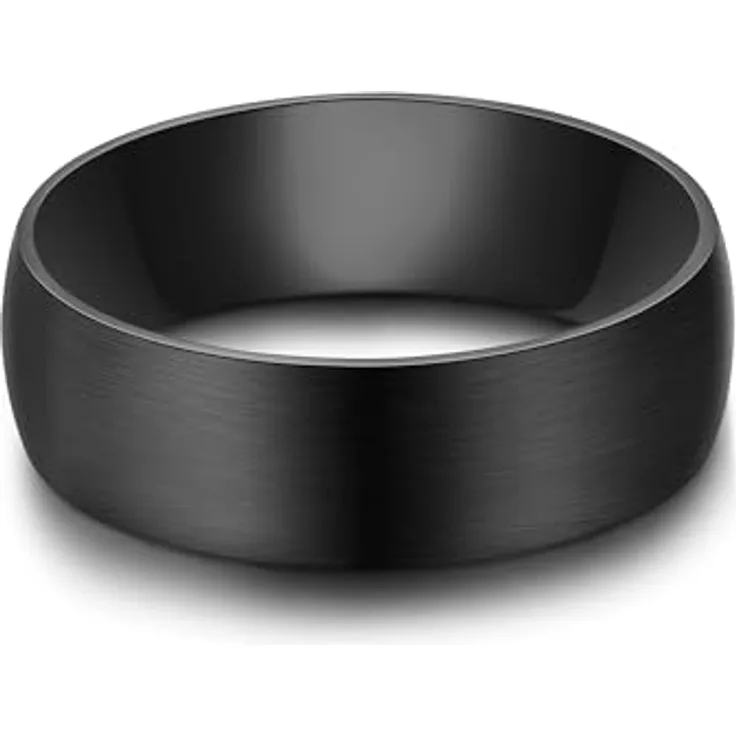 True Rebels Herren Ring aus schwarz rhodiniertem Edelstahl, breiter Bandring (6,7 mm), kratzfest und wassertauglich