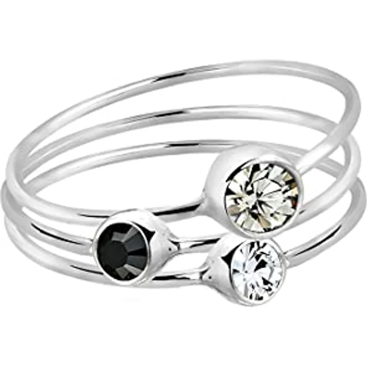 Elli Stacking Ring Damen Set mit Kristallen aus 925 Sterling Silber, handgefertigt, anlaufgeschützt, hochglanzpoliert – Bild 2