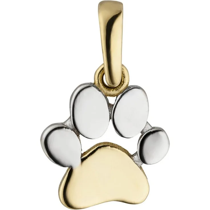 JOBO Kettenanhänger Pfote, 333 Gold bicolor, Höhe 9,4 mm, Gewicht 0,5 g