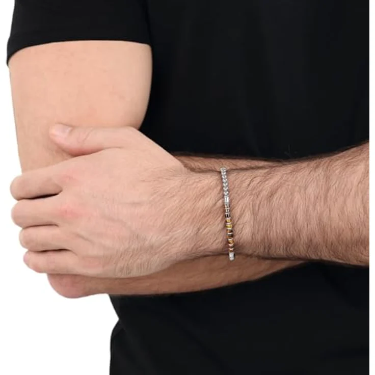 Amor Armband Edelstahl Herren Armschmuck mit Tigerauge, 21 cm, Braun, in Schmuck Geschenk Box, 2040315 – Bild 2