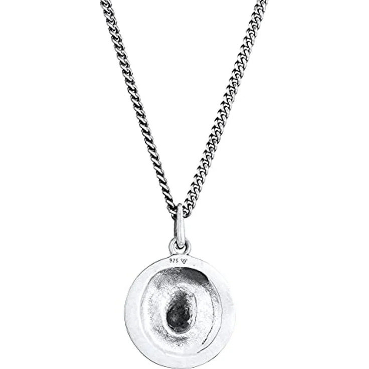 Kuzzoi Herren Halskette mit Löwenkopf Anhänger (20 mm), 925 Sterling Silber oxidiert, Kette mit runden Coin-Anhänger, Länge 55 cm, robustes Design für Männer – Bild 4