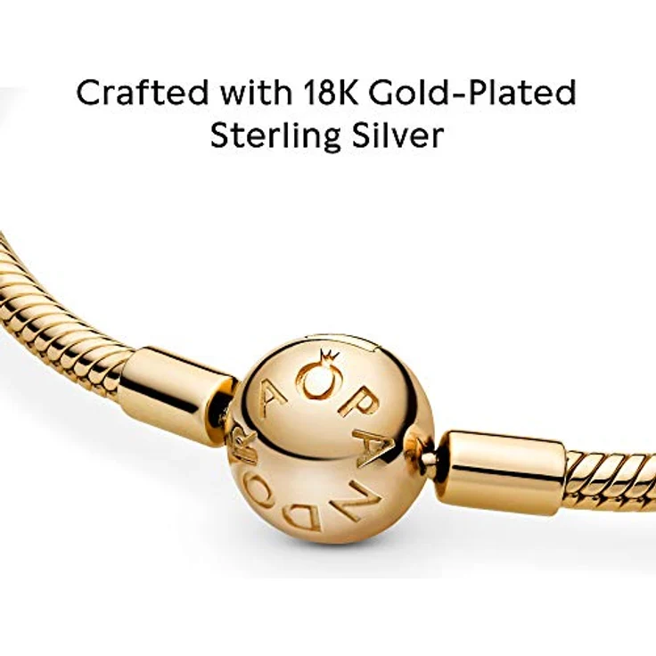 PANDORA Schlangen-Gliederarmband, 18 Karat vergoldete Metalllegierung, 19cm, aus der Moments Collection – Bild 4