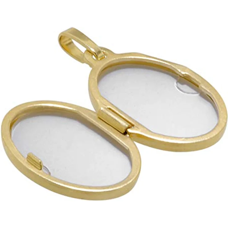 trendor Medaillon 333 Gelbgold mit vergoldeter Silberkette, 15x11 mm, zum Aufbewahren von 2 Fotos, 42 cm – Bild 3