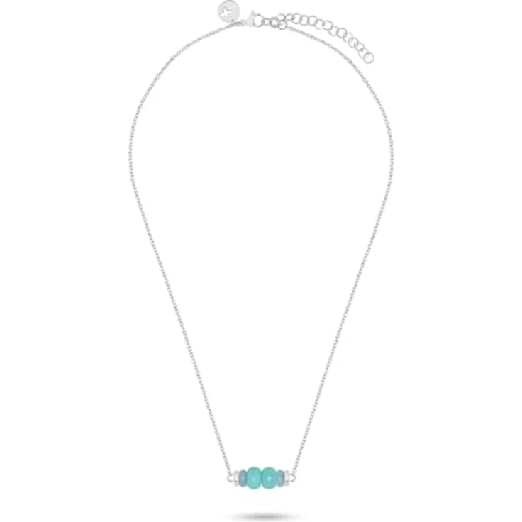 Tamaris Necklace, Kette mit bunten Natursteinen aus Edelstahl, Silber, Rolokette verstellbar bis 45 cm, wasserfest & hautfreundlich – Bild 2