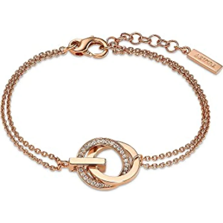 JETTE Damen-Armband 925er Silber, 30 Zirkonia, Roségold, One Size, 17 cm + 3 cm Verlängerung – Bild 1
