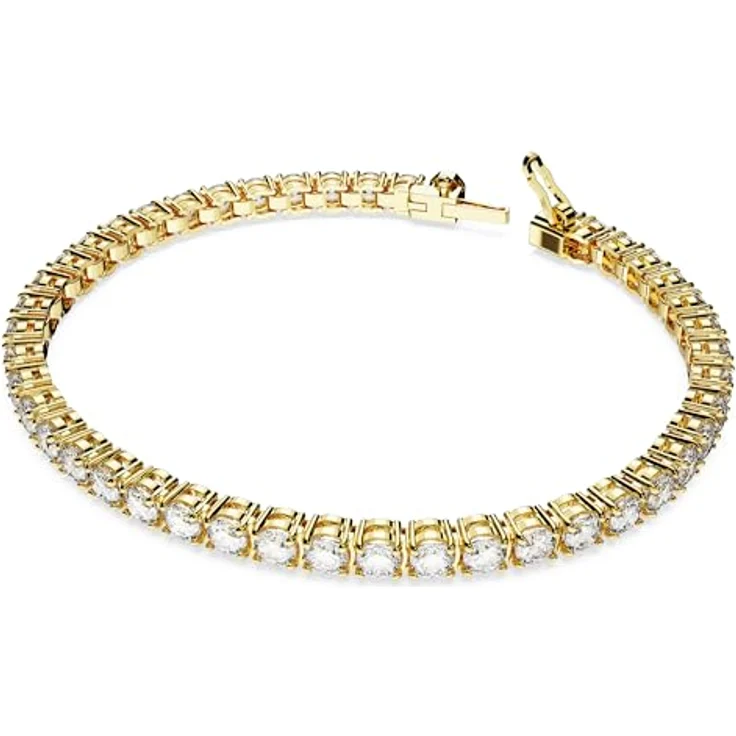 Swarovski Matrix Tennis Armband, Rundschliff, Weiß, Goldlegierungsschicht – Bild 2