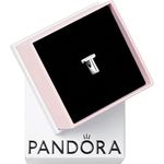PANDORA Moments Buchstabe T, wendbares Alphabet-Charm aus Sterling-Silber mit geprägten Herzen und Perlen, kompatibel mit Moments Kollektion Armbändern